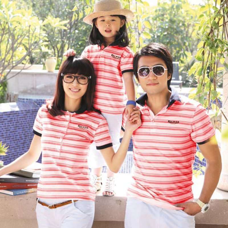 爱湾夏款红白条纹亲子女装L码