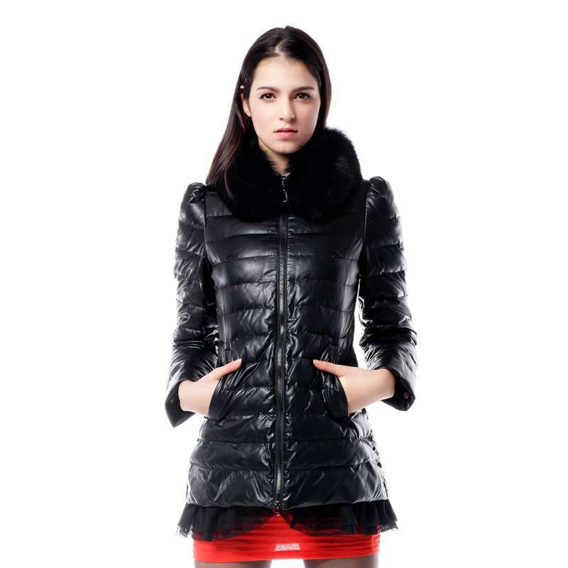 雪中飞 女装女水洗皮中长款 X1201100(#120150(黑色) 160/84A(S))