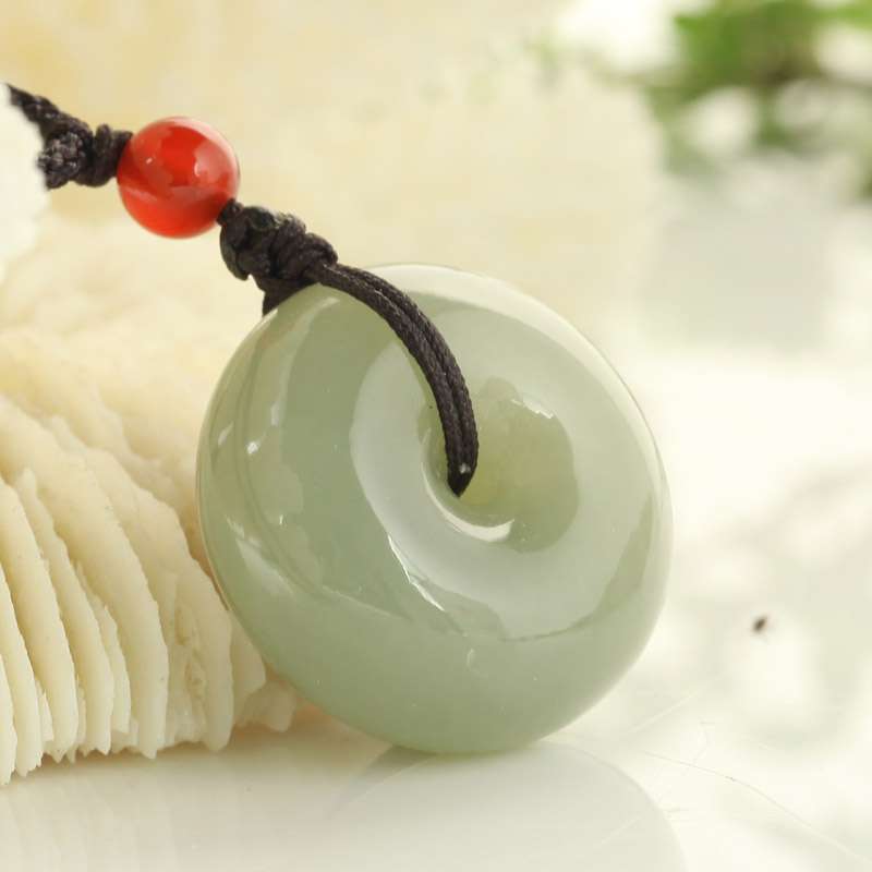 新疆和田玉平安扣吊坠挂件 青白玉籽料玉石吊坠