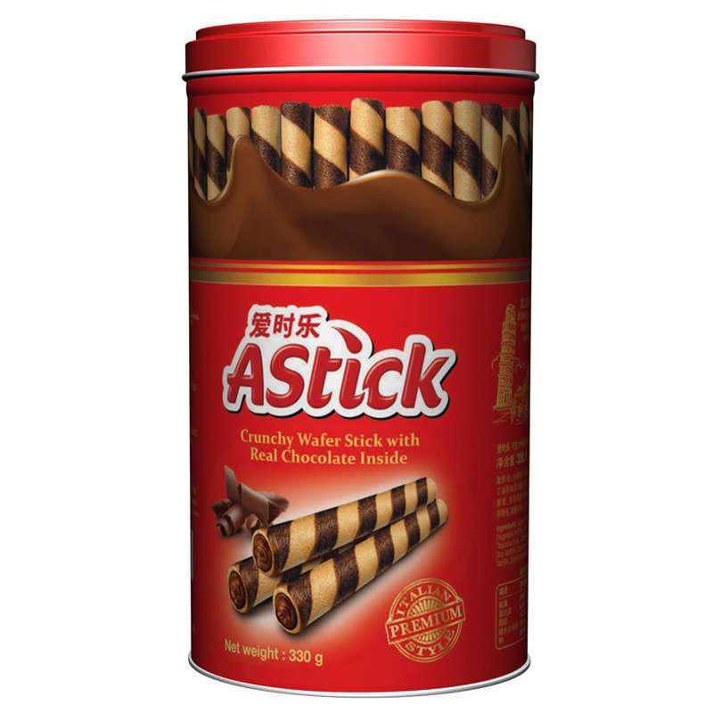爱时乐Astick 巧克力威化卷心酥巧克力味 330g/罐 印度尼西亚进口
