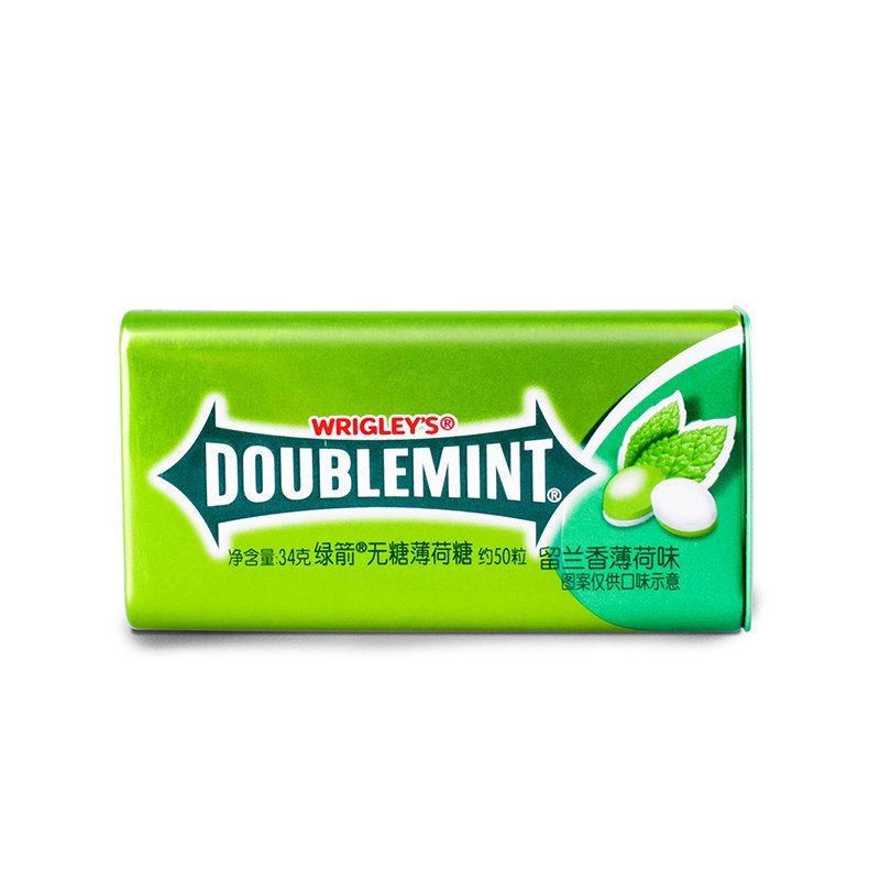 绿箭无糖薄荷糖留兰香味铁罐装50粒34g