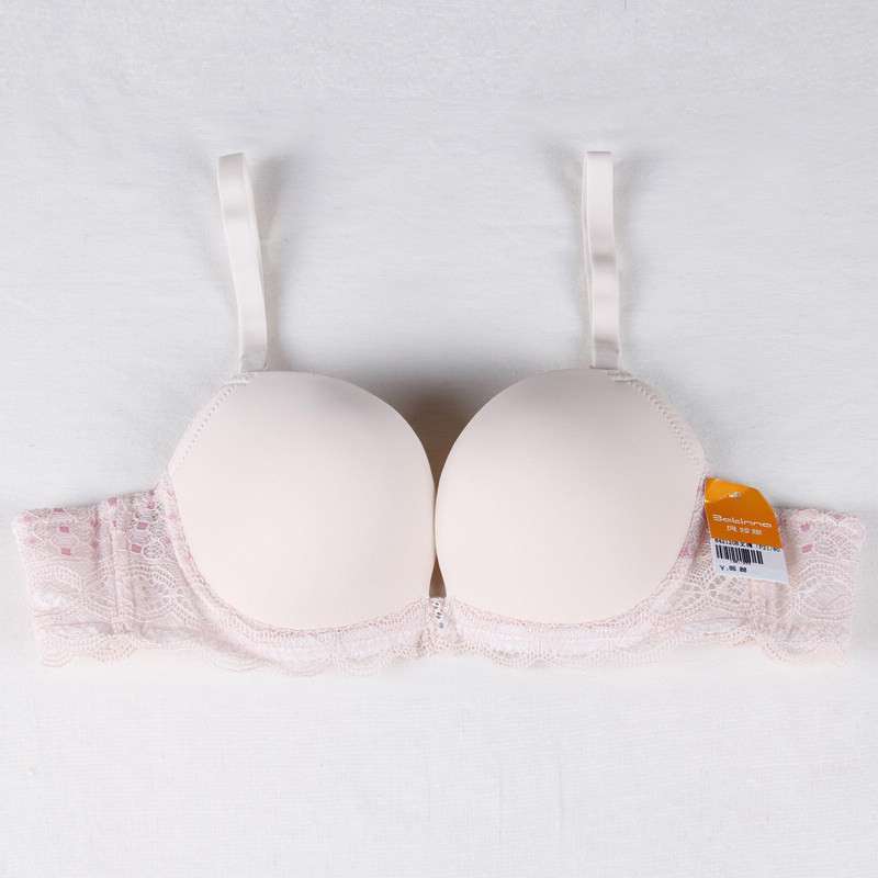 贝婷娜 雅致内聚型蕾丝花边光面文胸842120 虾红p21 36a