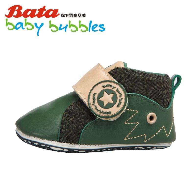 babybubbles冬季童鞋学步鞋 羊皮+毛呢布016-7158-134墨绿色16码/内长11.5cm