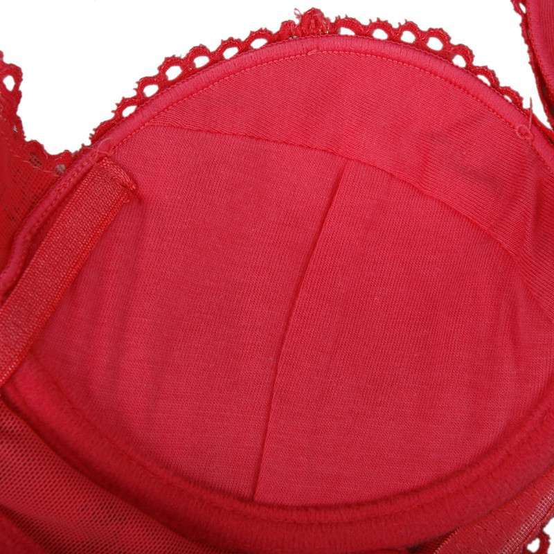 旗舰店中厚两排扣性感聚拢文胸新娘大红文胸女士内衣3411b 大红色 85a