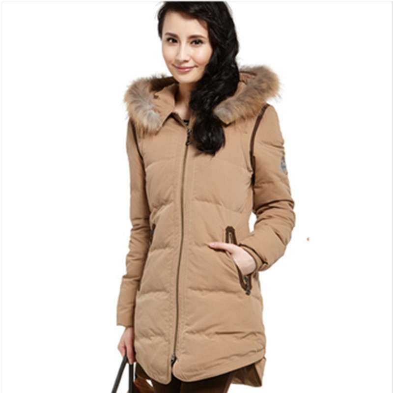 2013新款 冰洁羽绒服女正品 简约气质韩流时尚修身中长款J1301110