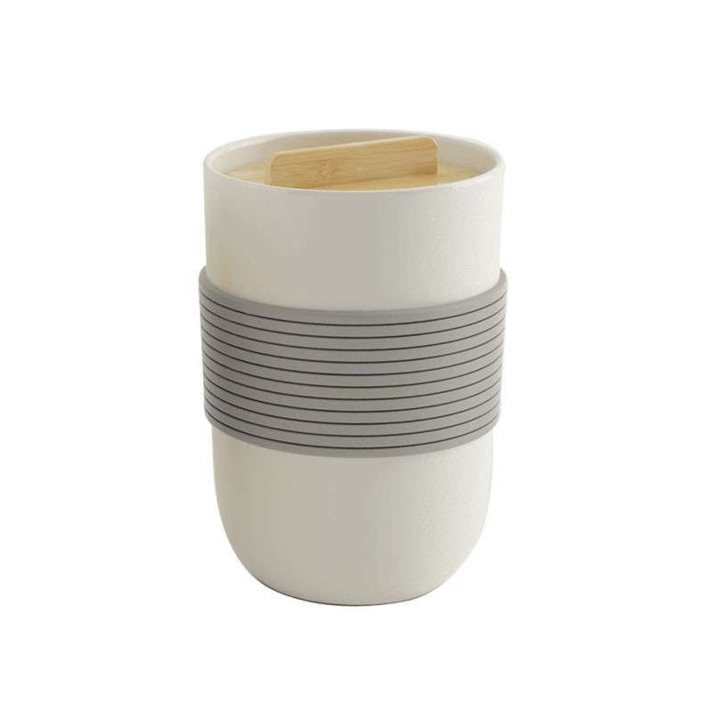 艾可思 时尚优乐杯陶瓷杯 情侣对杯奶茶咖啡杯 学生办公带盖大杯 370ml 浅灰色