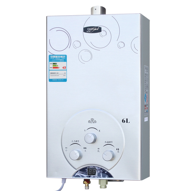 奇田（Qitian) 燃气热水器 JSQ12-B6(03) 6升强排式燃气热水器 水箱拉丝面板带数显