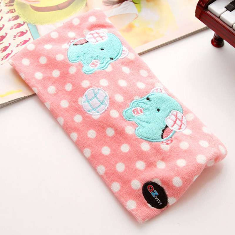 简家 韩国波点束发带 可爱洗脸化妆用束发巾 弹性发箍发带K2536 粉波点绿象