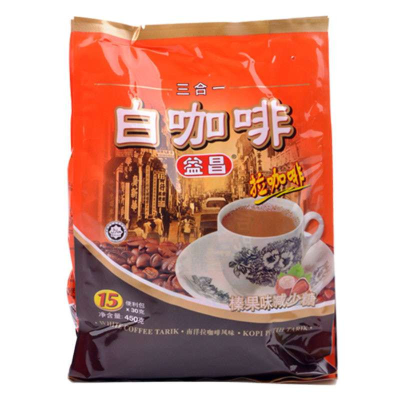 益昌三合一白咖啡榛果味减少糖450g
