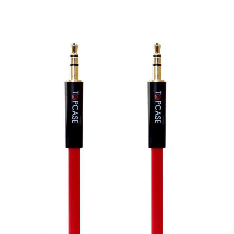 TOPCASE SC01 豪华版 镀金头 DC3.5立体声车载音频线 AUX线公对公音频连接延长线 音箱线 红色 1米