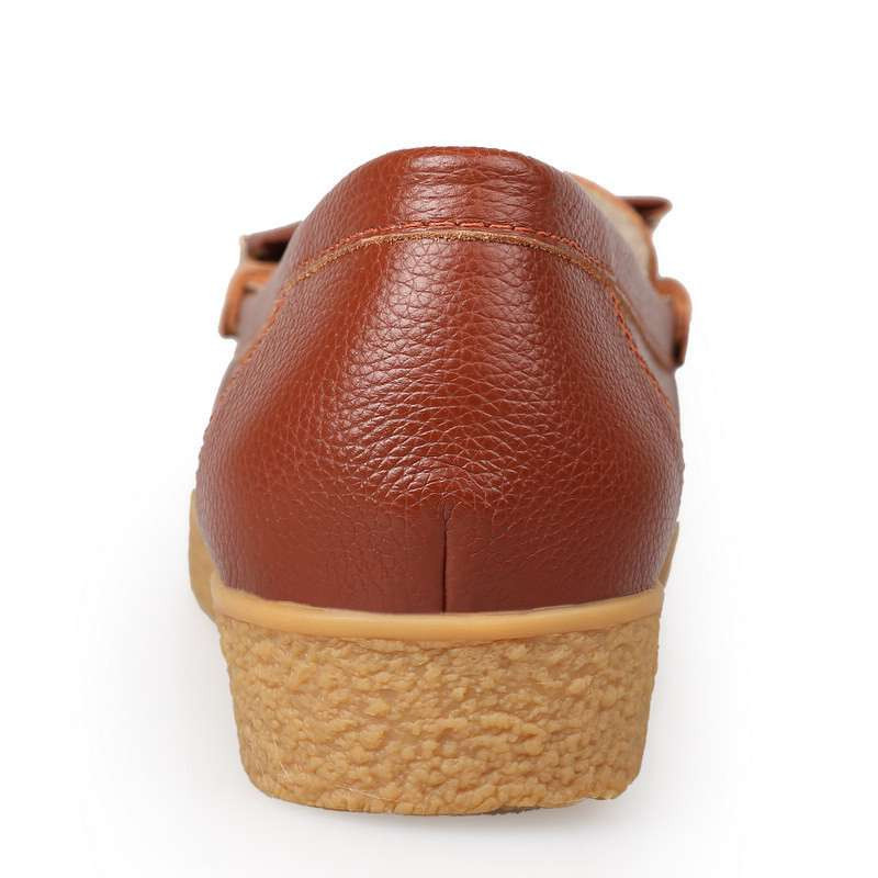 3515强人春季新品真皮豆豆鞋舒适多彩女鞋LA439101 棕色 35码