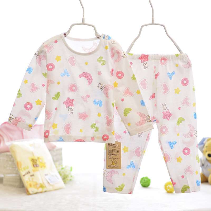 童泰春装新品 宝宝纯棉内衣套装 婴儿衣服肩开全棉内衣套装