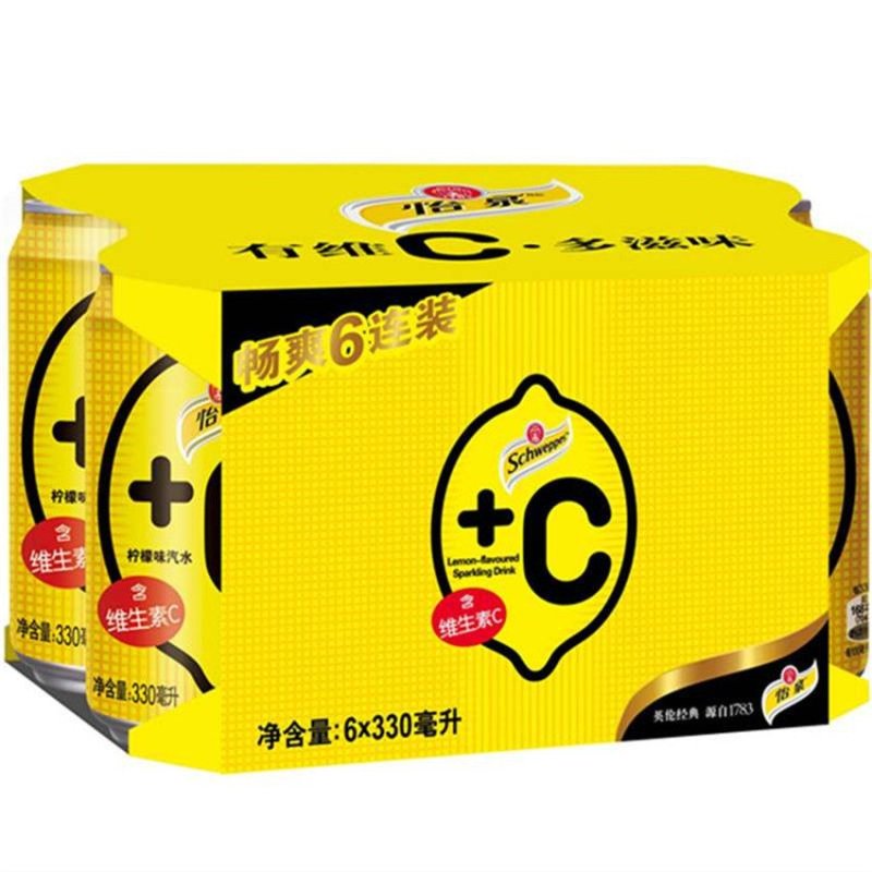 可口可乐 怡泉+C柠檬味汽水 330ml*6（6连包）