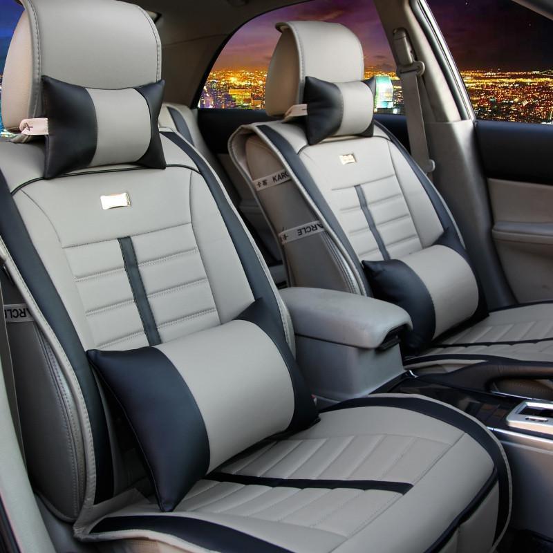 豪华商务皮革汽车坐垫 四季通用汽车座垫 科鲁兹凯越英朗逸全包围通用座垫黑色 灰色-豪华