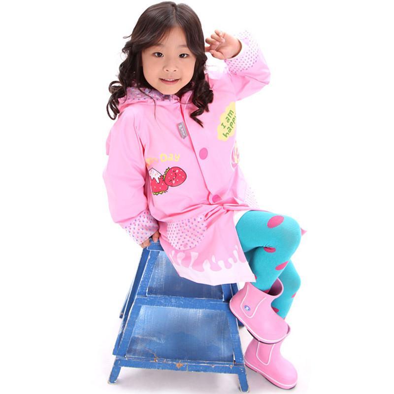 男女小学生儿童雨衣披时尚可爱 加厚连体雨披带书包位超软 粉色S