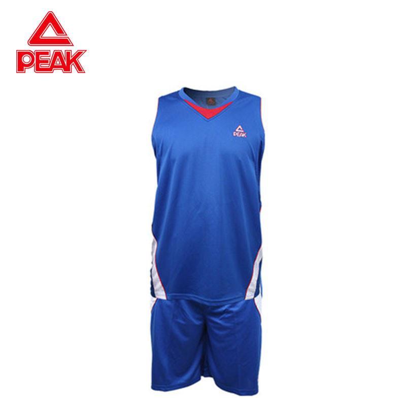 Peak/匹克 正品 篮球训练系列V领无袖透气篮球比赛短套 F741061 深中兰 3XL