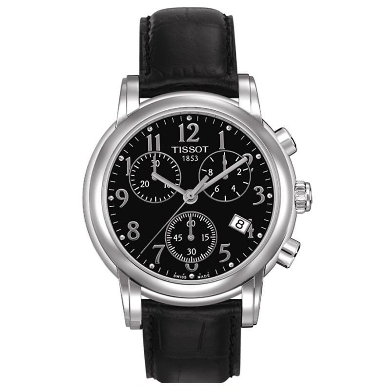 天梭TISSOT韵驰系列石英女表T050.217.16.052.00 黑色皮带T050.0217.16.052.00