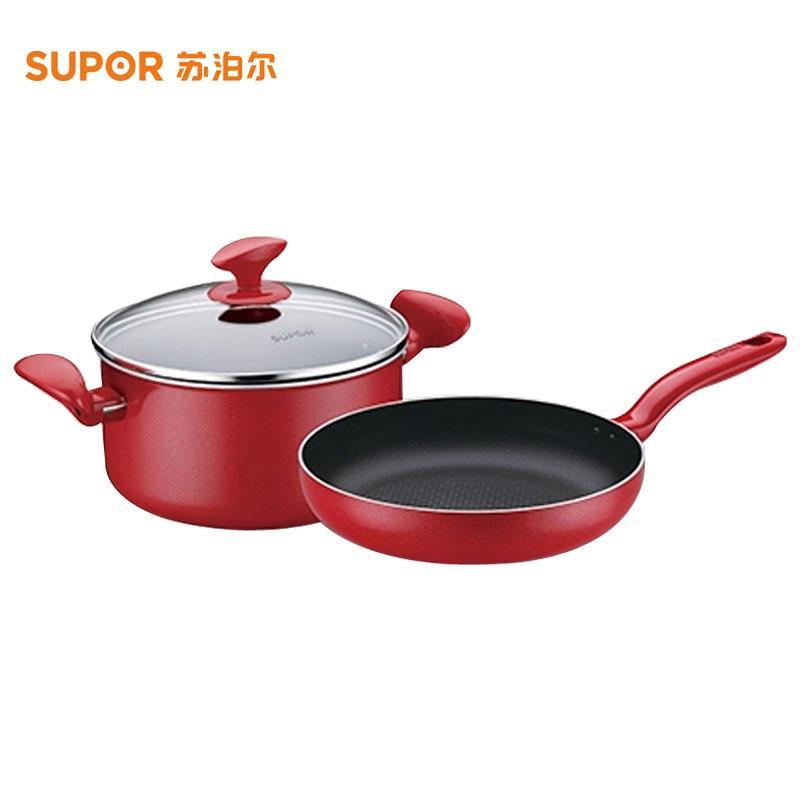 苏泊尔（Supor）T1402E不粘煎锅汤锅二件套锅 套装锅具电磁炉通用