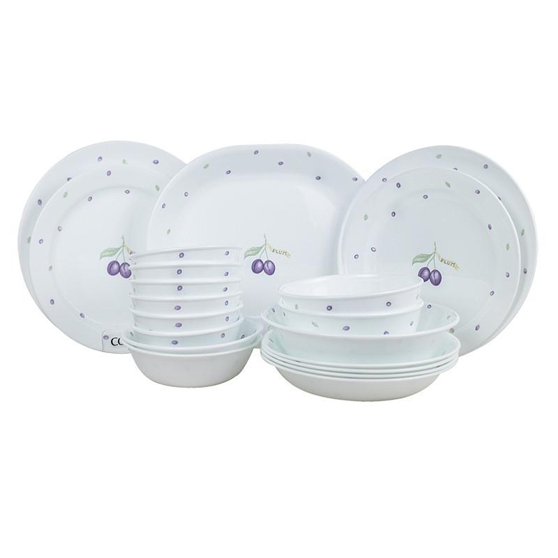 康宁(CORELLE)餐具套装20件套(进口玻璃陶瓷餐具)碗碟餐盘套装紫莓花色20-PU