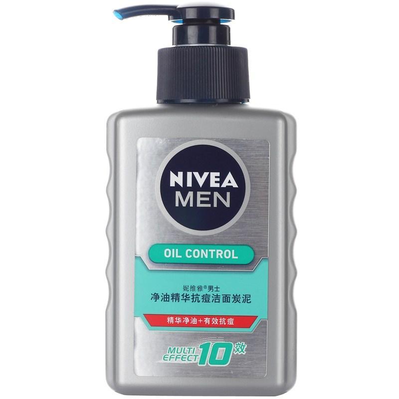 妮维雅男士净油精华抗痘洁面炭泥150mL