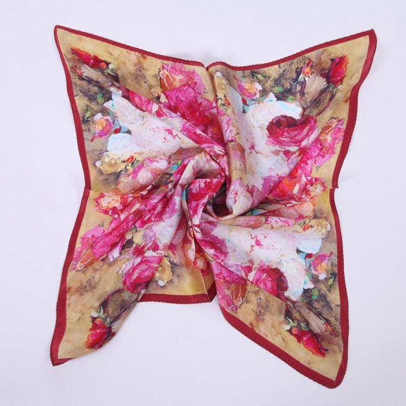 2014秋新款潮流真丝大方巾 100%桑蚕丝女士印花围巾 g涂鸦玫瑰