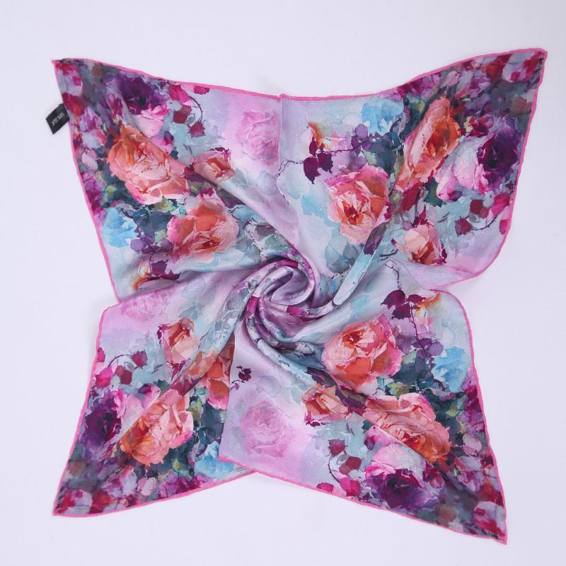 2014秋新款潮流真丝大方巾 100%桑蚕丝女士印花围巾 m玫瑰咖啡