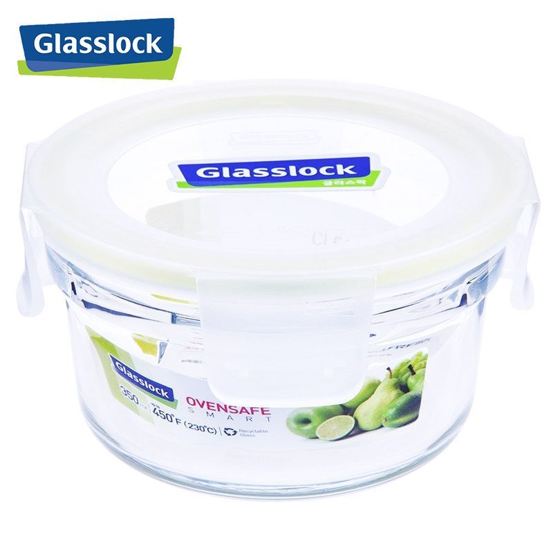 三光云彩(GLASSLOCK) 钢化玻璃耐热保鲜盒微烤两用圆形饭盒350ml收纳盒韩国进便当盒口 密封圈颜色随机发货