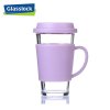 三光云彩(GLASSLOCK) 钢化耐热玻璃水杯 茶杯 泡花茶杯紫色 RC106带把手 500ml
