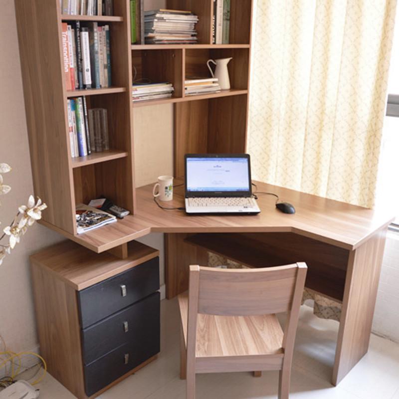 室尚维家 大型转角书桌 台式电脑桌书柜连体组合笔记本一体式现代简约