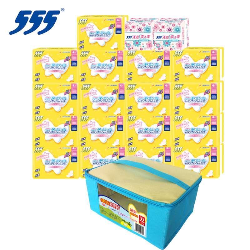 555/三五全成护理组合卫生巾 超值系列超薄棉质明星组合无纺布收纳礼盒装108片