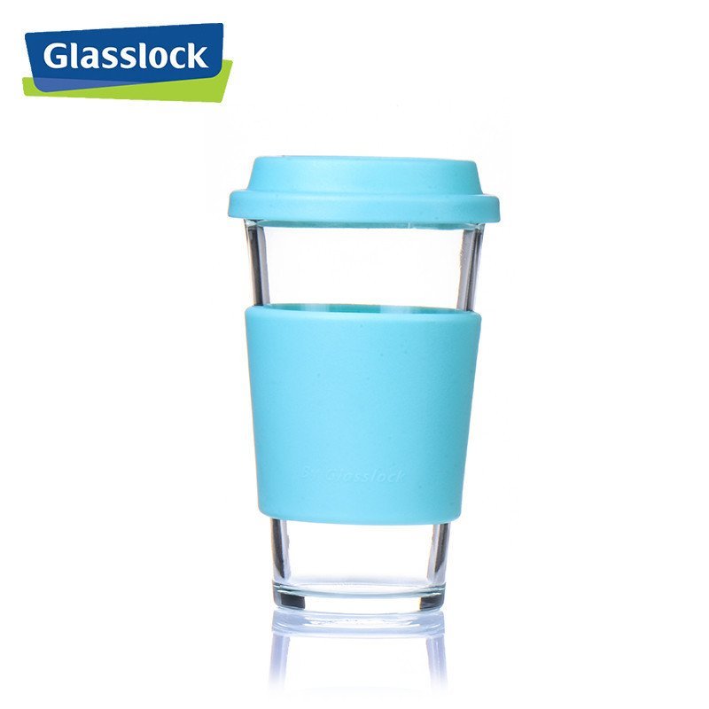 三光云彩(GLASSLOCK)韩国进口耐热钢化玻璃泡茶水杯果汁杯牛奶杯子加厚耐摔天蓝色RC106-1 500ml玻璃水杯
