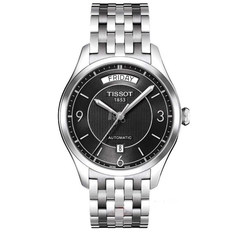 TISSOT天梭唯意系列机械男表T038.430.11.057.00 黑盘钢带