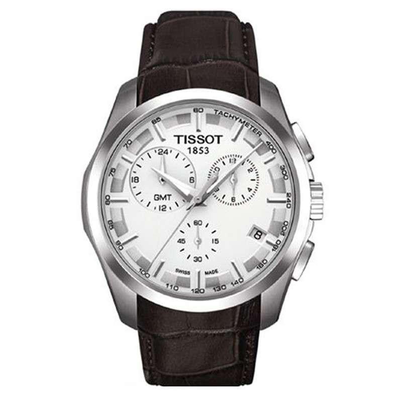 天梭TISSOT酷图系列真皮皮革男士石英手表T035.439.16.051.00 16.031.00白