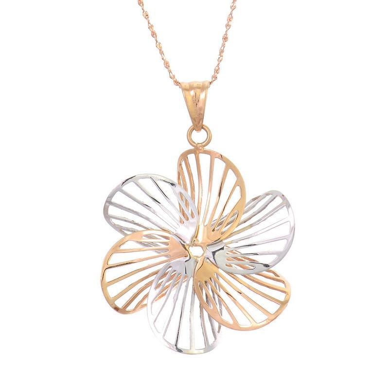 梦克拉 18k彩金花形吊坠 天使之花