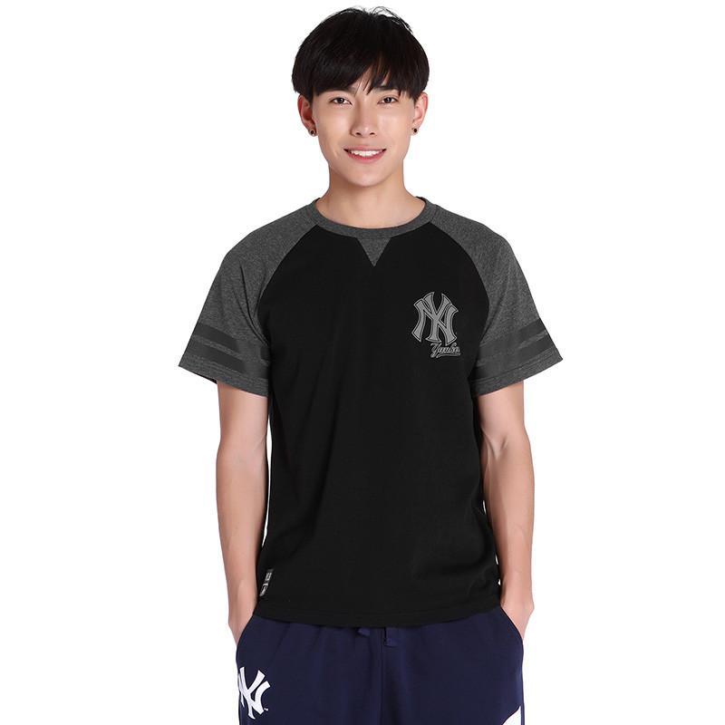 mlb美职棒2015春夏新品男式沙滩短袖t恤ac058 黑色/深麻灰 l