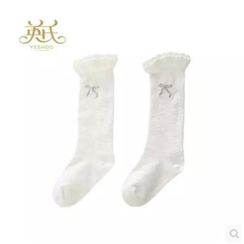英氏正品春款婴幼儿袜子 女童棉袜 花边袜 长筒袜 144030/144031 粉色 11cm