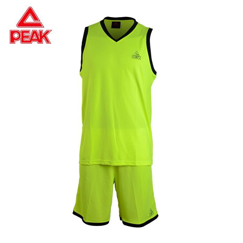 Peak/匹克正品男装2016春夏新款无袖v领运动篮球服短套F752141 荧光黄 5XL