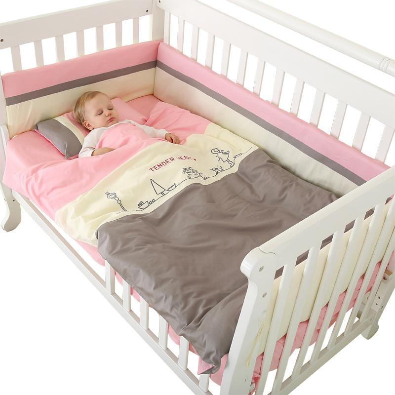 【苏宁自营】龙之涵婴儿床上用品全棉大套件 宝宝新生儿婴儿床床品床围60*105 静梦天使