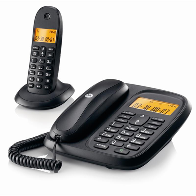 摩托罗拉（MOTOROLA)2.4G数字无绳子母机家用商务办公一拖一无绳电话座机CL101C套装(黑色)