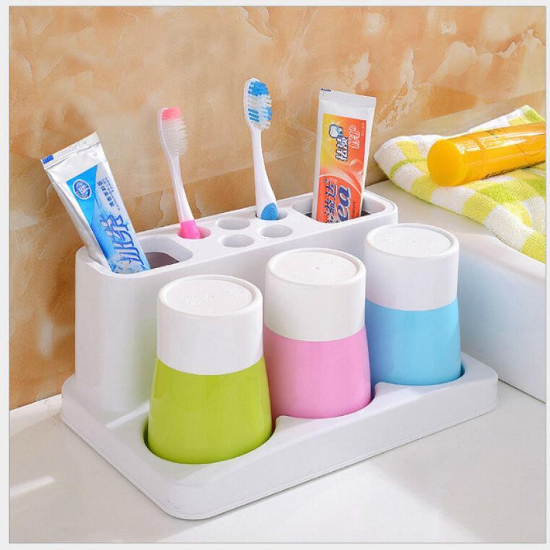 乾越(qianyue) 创意三口之家洗漱套装 家居用品牙刷架漱口杯 刷牙杯