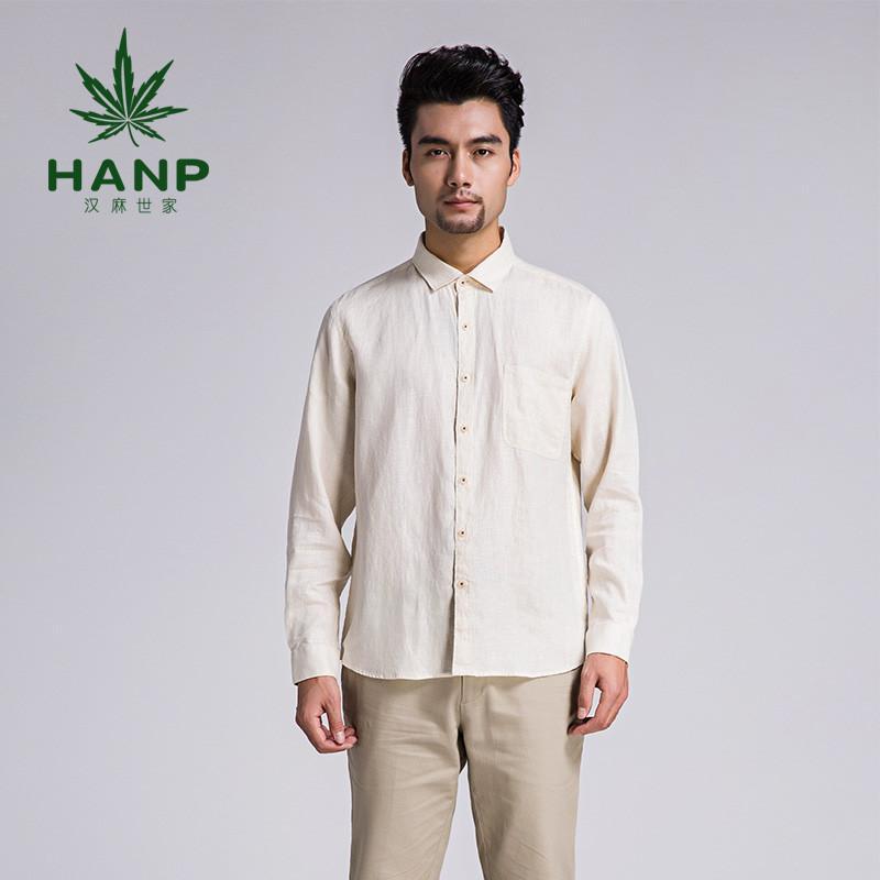 hanp/汉麻世家青年百搭全麻长袖衬衣修身 雅戈尔休闲衬衫时尚百搭