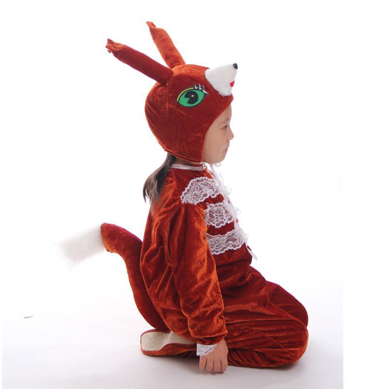 儿童动物服装幼儿冬季长袖新款小松鼠表演服元旦亲子游戏演出服饰 浅