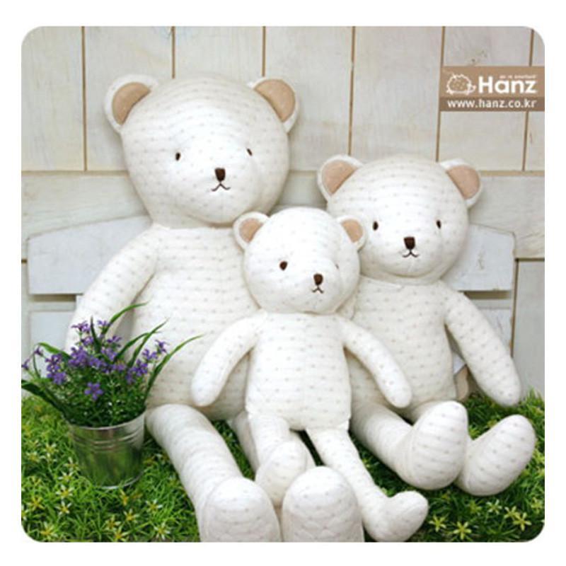 [Hanz]手工制作（M）有机奶白小熊娃娃50cm 白色