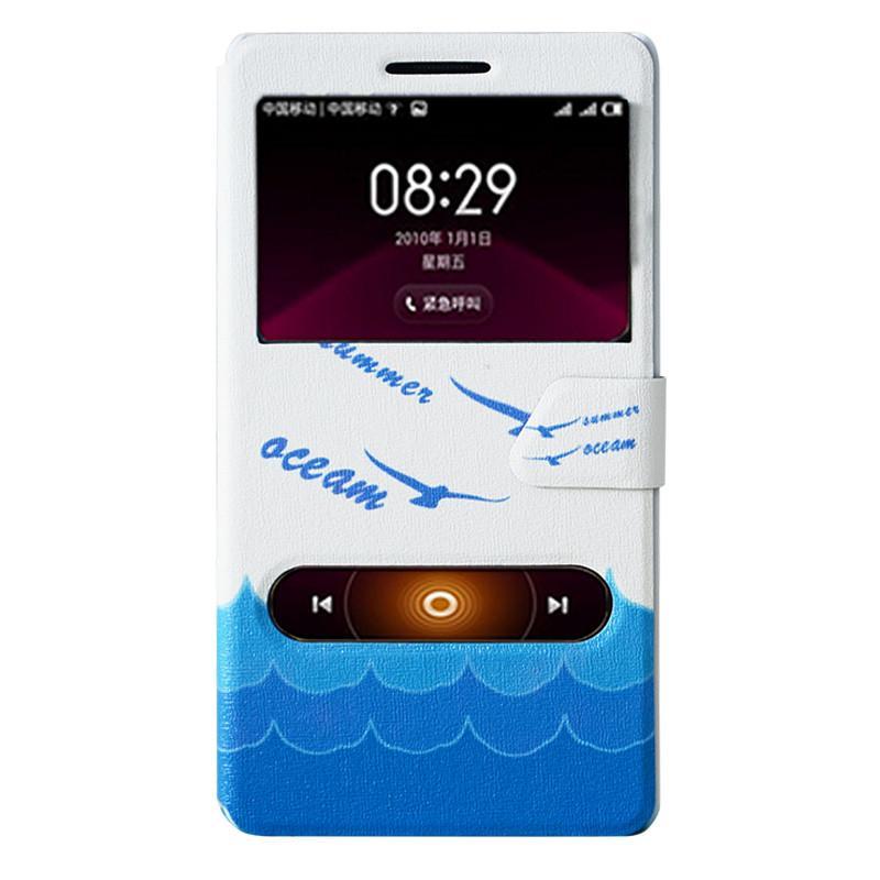 ERTE 红米note手机套 手机壳 卡通保护皮套 适用于红米note/红米note增强版 两小无猜彩绘卡通皮套 蓝色海洋