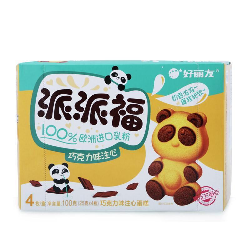 好丽友 熊猫派派福 （巧克力味）注心蛋糕 100g/盒 4枚