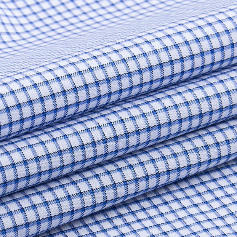 衬衫男长袖格子职业装加肥加大中年衬衣纯棉大号男装bc280901 蓝格纹