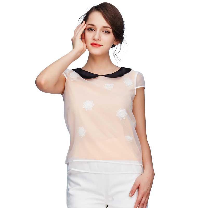 PAGE ONE/佩吉专柜正品 夏季时尚双层面料花领女士T恤PB12944423S