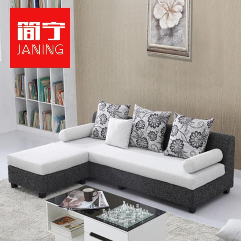 简宁(JANNING)1606 沙发 布艺沙发 时尚简约布艺沙发现代组合小户型布艺沙发 (海绵版)【三人位+脚踏】