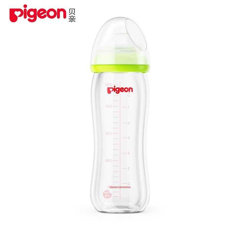 贝亲（Pigeon）自然实感宽口径玻璃奶瓶240ml（绿色）AA91