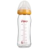 贝亲(PIGEON)“自然实感”宽口径玻璃奶瓶240ml配L奶嘴（黄色旋盖/Lsize）AA92 适合年龄：6个月以上